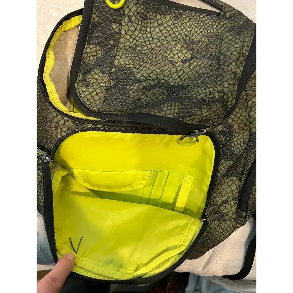 Embark Green Black Pattern Padded Backpack w Top Loader
